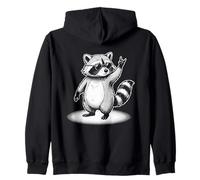 Cool Raccoon Rock Mano Pose Occhiali da Sole Retro Wildlife Art Felpa con Cappuccio