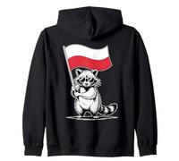 Cool Raccoon with Polish Flag Felpa con Cappuccio