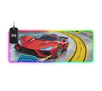 Cool Red Sports Car Sign Wirel Ricarica Glowing Big Mouse pad per Scrivania Incandescente Scrivania Top 30.6 x 15.6 pollici Computer Mouse mat