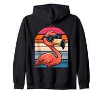 Cool Retro Flamingo negli occhiali da sole 70s anni '80 anni Felpa con Cappuccio