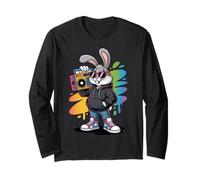 Cool Retro Hip Hop Bunny con Boombox & Occhiali da Sole Maglia a Manica