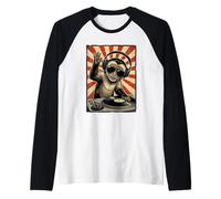 Cool Retro Monkey DJ Scimmie Divertenti Musica Uomini Donne Maglia con Maniche Raglan