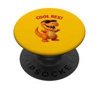 Cool Rex Dinosaur T-Rex con occhiali da sole divertente Dino Kids PopSockets PopGrip Adesivo
