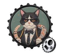 Cool Rich Gangster Boss - Apribottiglie magnetico a forma di gatto, utensile da cucina salvaspazio, divertente apribottiglie e magnete per frigorifero, per campeggio, viaggi, campeggio, colore: nero