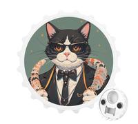 Cool Rich Gangster Boss - Apribottiglie magnetico a forma di gatto, utensile da cucina salvaspazio, divertente apribottiglie e magnete per frigorifero, per campeggio, viaggi, campeggio, colore: bianco