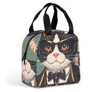 Cool Rich Gangster Boss Cat Borsa per il pranzo per donne e uomini, borsa termica portatile con manico, a prova di perdite, riutilizzabile, per lavoro, picnic, viaggi