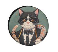 Cool Rich Gangster Boss Cat Copertura per ruota di scorta da 76,2 cm, accessori da viaggio, impermeabile, antipolvere, per camper, Jeep, SUV, Camper