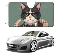 Cool Rich Gangster Boss - Parasole per parabrezza con gatto, accessori estivi per veicoli, parasole pieghevole per auto, mantiene fresco l'interno, parasole per auto, SUV, camion, 129,5 x 71,1 cm