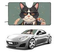 Cool Rich Gangster Boss - Parasole per parabrezza con gatto, accessori estivi per veicoli, parasole pieghevole per auto, mantiene l'interno fresco, parasole per auto, SUV, camion, 139,7 x 76,2 cm