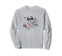 Cool Rock Cat, Divertente Chitarra a Forma di Gatto Rock Star, Amante della Musica Kawaii Felpa