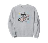 Cool Rock Cat, Divertente Chitarra a Forma di Gatto Rock Star, Amante della Musica Kawaii Felpa