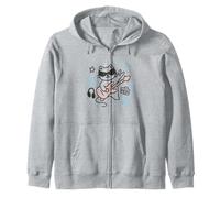 Cool Rock Cat, Divertente Chitarra a Forma di Gatto Rock Star, Amante della Musica Kawaii Felpa con Cappuccio