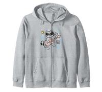 Cool Rock Cat, Divertente Chitarra a Forma di Gatto Rock Star, Amante della Musica Kawaii Felpa con Cappuccio