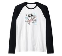 Cool Rock Cat, Divertente Chitarra a Forma di Gatto Rock Star, Amante della Musica Kawaii Maglia con Maniche Raglan