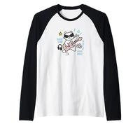 Cool Rock Cat, Divertente Chitarra a Forma di Gatto Rock Star, Amante della Musica Kawaii Maglia con Maniche Raglan