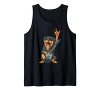 Cool Rock Dog Rottweiler Chitarrista Design Stile Vintage Canotta