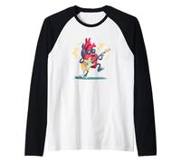 Cool Rock Heart con battiti e Occhiali da Sole per Gli Amanti della Chitarra Maglia con Maniche Raglan