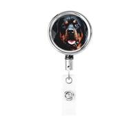 Cool Rottweiler Dog Art Badge Reel retrattile porta badge con portachiavi clip divertente ID badge bobine porta badge in metallo resistente per infermieri, ufficio insegnante