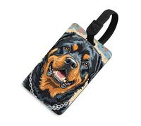 Cool Rottweiler Dog Art Etichette per bagagli con carta d'identità, etichette resistenti per borse da viaggio, etichette impermeabili per valigie, zaini e custodie da viaggio, stile nero
