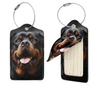 Cool Rottweiler Dog Art - Etichette per bagagli in pelle impermeabile, per valigie, con nome, etichetta identificativa e anello in metallo, per donne e uomini, da viaggio