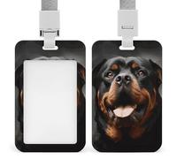 Cool Rottweiler Dog Art ID Badge Holder Name Tag Holder con cordino staccabile, design impermeabile porta carta d'identità per ufficio, posto di lavoro