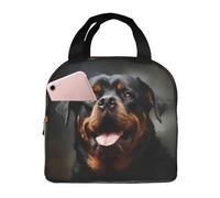 Cool Rottweiler Dog Art Lunch Bag riutilizzabile portatile Lunch Box a prova di perdite isolato Cooler Lunch Tote Bag con tasca frontale per donne uomini viaggio picnic ufficio lavoro