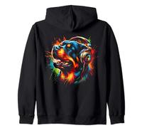 Cool Rottweiler Dog Cuffia Musica Art Natale Felpa con Cappuccio