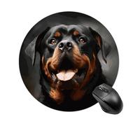 Cool Rottweiler Tappetino per mouse rotondo con base in gomma antiscivolo, lavabile, tappetino protettivo per scrivania per casa e ufficio, decorazione per scrivania, 19,8 cm