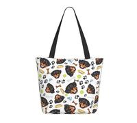 Cool Rottweiler Tote Bag da donna - Borsa tote leggera e riutilizzabile in tela con cerniera, cinturino da polso in cotone per borse della spesa, borse della spesa