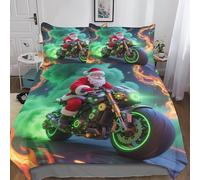 Cool Santa Claus - Set di biancheria da letto con copripiumino e federe, con cerniera nascosta, 3 pezzi, con stampa 3D, in microfibra, per letto matrimoniale (200 x 200 cm)