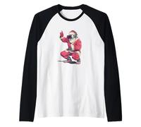 Cool Santa Si muove con VR Headset per Il Gioco di Natale Maglia con Maniche Raglan