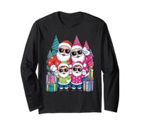 Cool Santa Sunglasses Christmas Family Matching Graphic Maglia a Manica