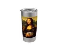 Cool Sarcastic Mona Lisa Carrying Her Cat Graphic Designs Bicchiere termico in acciaio inox doppia parete
