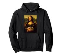 Cool Sarcastic Mona Lisa Carrying Her Cat Graphic Designs Felpa con Cappuccio