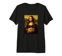 Cool Sarcastic Mona Lisa Carrying Her Cat Graphic Designs Maglietta Premium