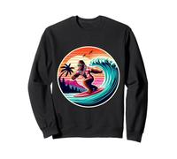 Cool Sasquatch sulla tavola da Surf Surf Onde Tropicali del Tramonto Felpa