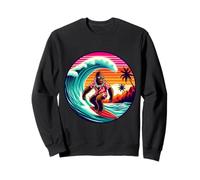 Cool Sasquatch sulla tavola da Surf Surf Onde Tropicali del Tramonto Felpa