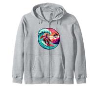 Cool Sasquatch sulla tavola da Surf Surf Onde Tropicali del Tramonto Felpa con Cappuccio