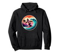 Cool Sasquatch sulla tavola da Surf Surf Onde Tropicali del Tramonto Felpa con Cappuccio