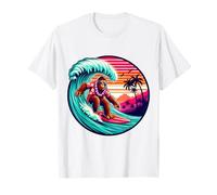Cool Sasquatch sulla tavola da Surf Surf Onde Tropicali del Tramonto Maglietta