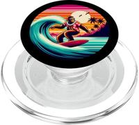 Cool Sasquatch sulla tavola da surf Surf onde tropicali del tramonto PopSockets PopGrip per MagSafe