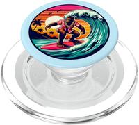 Cool Sasquatch sulla tavola da surf Surf onde tropicali del tramonto PopSockets PopGrip per MagSafe
