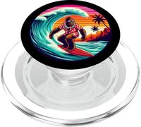 Cool Sasquatch sulla tavola da surf Surf onde tropicali del tramonto PopSockets PopGrip per MagSafe