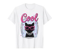 Cool Sassy Cat Occhiali da Sole Perle Pastello Vintage Stripes Maglietta