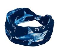 Cool Shark Blue Seamless Pattern Sport Fasce per le donne, Elastiche Sportive Fasce per Capelli Infermiere Turbante Largo per Allenamenti Yoga Palestra Tennis