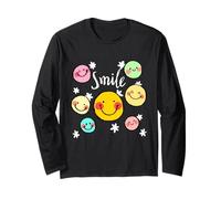 Cool Silhouette Happy Smile Face Illustration Graphic Design Maglia a Manica