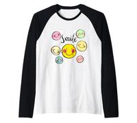 Cool Silhouette Happy Smile Face Illustration Graphic Design Maglia con Maniche Raglan