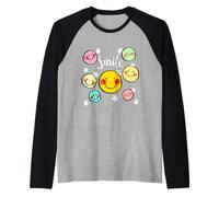 Cool Silhouette Happy Smile Face Illustration Graphic Design Maglia con Maniche Raglan