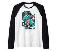 Cool Skate Dino Baby Dinosaur Cartoon for Kids Maglia con Maniche Raglan