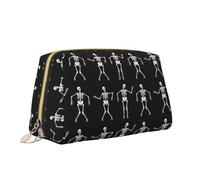 Cool Skeleton Print Makeup Bag Portatile Versatile Toiletry Bag Grande Capacità Borsa Cosmetica per le Donne, bianco, Taglia unica, Beauty case